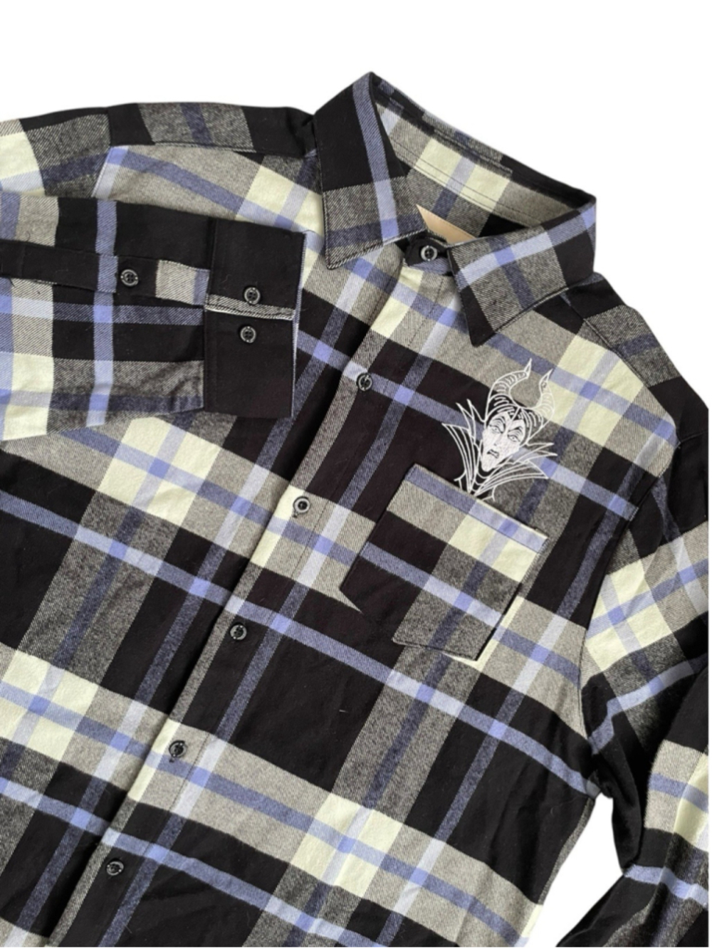 Cakeworthy Disney Maleficent Shirt Plaid Cotton Flannel Halloween Unisex L NWT